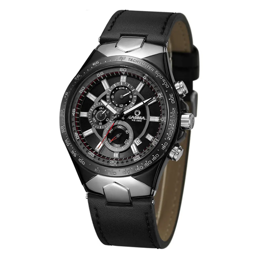 

Luminous Men Quartz Watch Sports Racing Waterproof Genuine Leather Strap Wristwatch @88 LXH