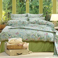 100% Coton Égyptien Vert Floral Housse de Couette, 1 pc Couette Cover1pc Lit Sheet2pc Taie D’oreiller 2 pc Coussin couverture Roi taille Couvre-lits