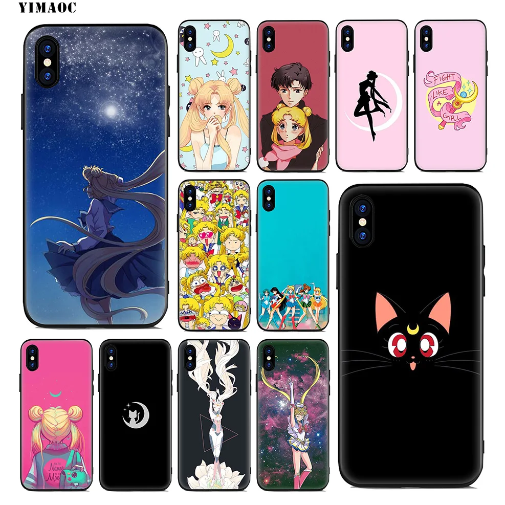 YIMAOC Sailor Moon Anime Soft Silicone Case for iPhone 11 Pro Xr Xs Max X or 10 8 7 6 6S Plus 5 5S SE |