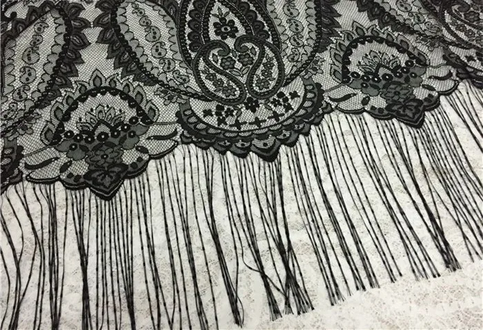 Французская кружевная ткань Шантильи с длинной бахромой, кружевная отделка для свадебного платья, кружевная отделка 130 см шириной 1,5 метров/шт