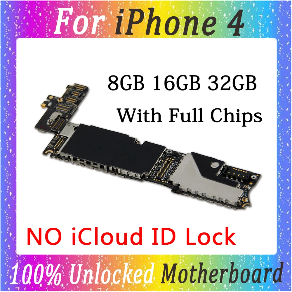100% оригинальная материнская плата для iphone 4 4g разблокированная панель с полным