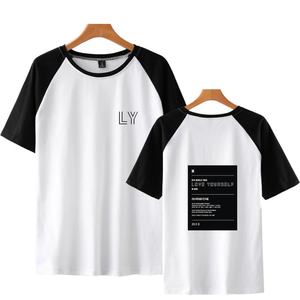 

New Year KPOP Print Solid Color Shirt Men's T-Shirt Fashion Youth T-Shirt Short Sleeve Men/Women's T-Shirt Cool Summer Tops