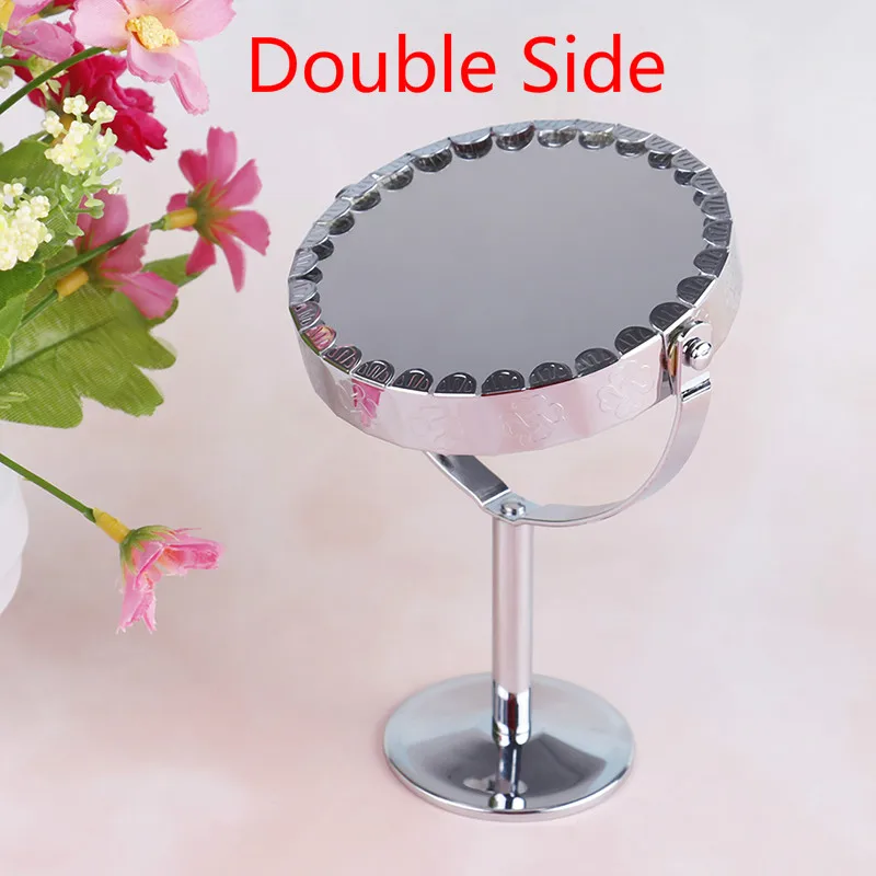 

Silver Desk Type Double Side Cosmetic Makeup Mirrors With 1:2 Magnifying Function Glass Cosmetic Mirror