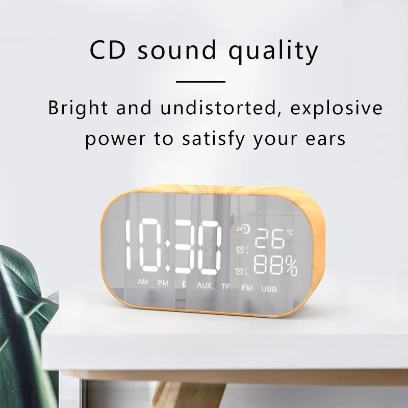 Wireless Bluetooth LED Mirror Digital Alarm Clock FM Radio LCD Temperature Display Snooze Speaker Electronic Watch Table Clock Wireless Bluetooth LED Mirror Digital Alarm Clock FM Radio LCD Temperature Display Snooze Speaker Electronic Watch Table Clock