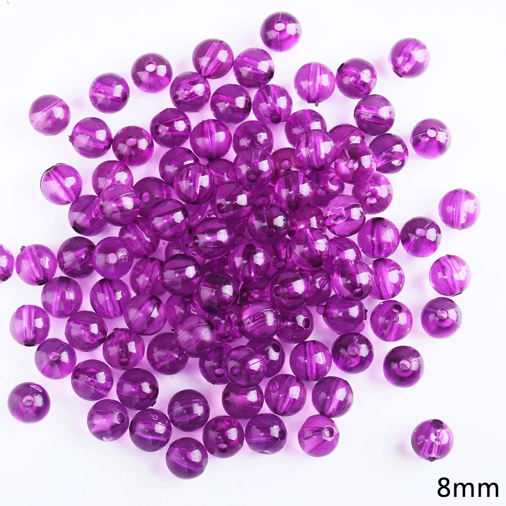150pcs 8MM Transparent Purple Crystal DIY Round Hole Beads Accessories