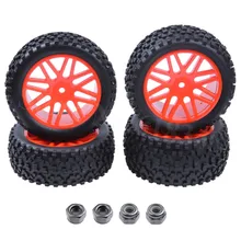 4pcs Pack RC Tires Wheel Rims 12mm Hex Foam Insert For 1 10 Buggy Car Fit