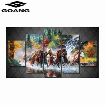 

GOANG 5PCS diamond Painting Animals galloping horse Full Square diy Diamond Embroidery Cross Stitch Rhinestone Mosaic Painting