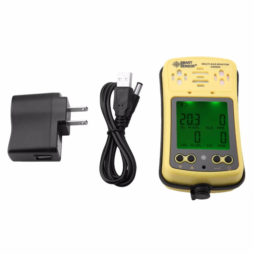 

SMART SENSOR US Plug ST8900 Multigas Detector for CO/O2/H2S/LEL Alarm Detector Rechargeable Meter gas analyzer High Sensitive