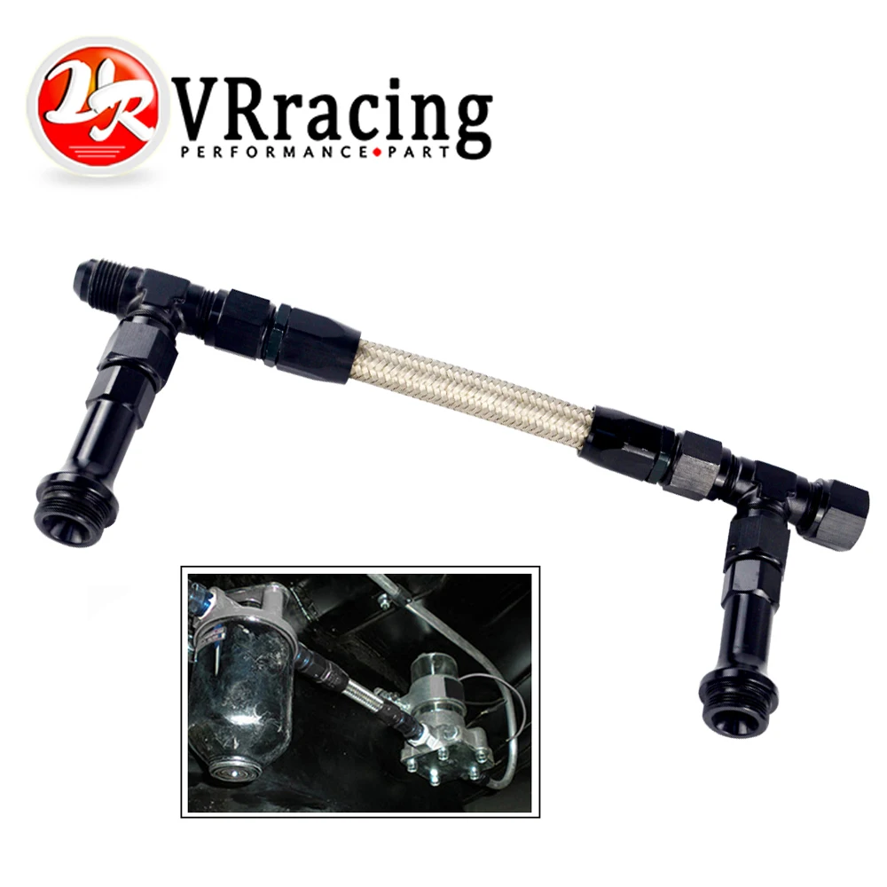 

VR RACING - AN8 -8AN Black Dual Feed Fuel Line Dual Feed Carb Fuel Line Kit VR-QT43BK