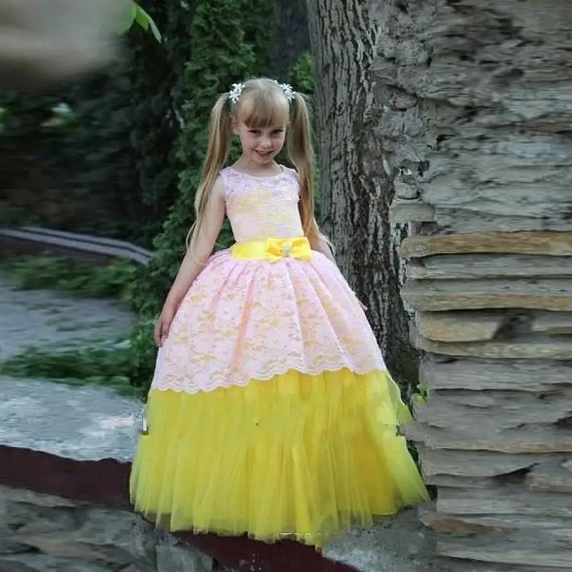 

2019 New Design Adorable Sleeveless Ball Gown Flower Girl Dresses Floor Length Infant Pageant Dresses Kids Communion Dresses
