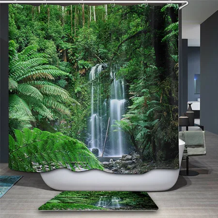 Details about   3D Forest Nature Mountain Foggy Modern Bathroom Waterproof Bath Shower Curtain 