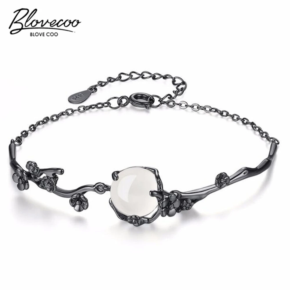 

New Creative Plum Bracelet Women Jewelry Personality Artistic Peach Flowers Luxury White Crystal Hand Jewelry Wholesale