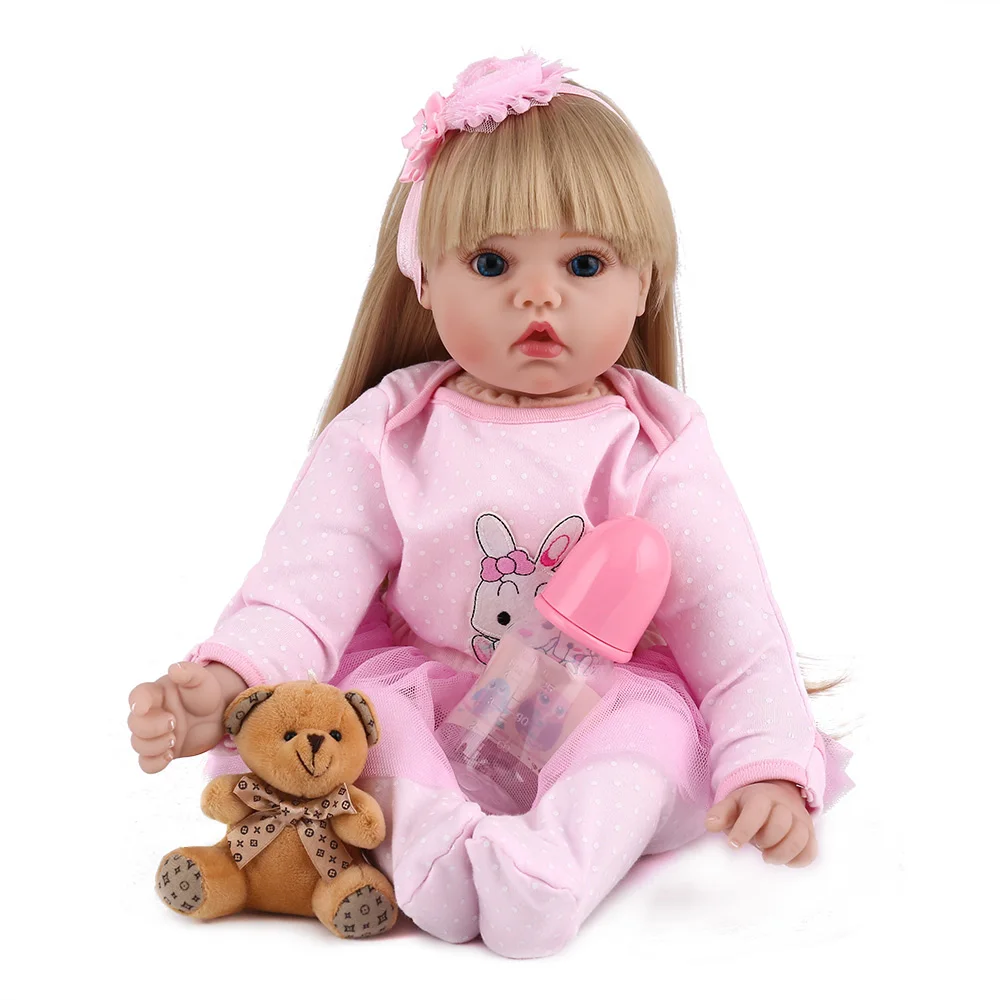 

55cm Silicone Reborn Baby Dolls Baby 22inch vinyl newborn longhair collectible Doll princess modeling girl Reborn Xmas gift