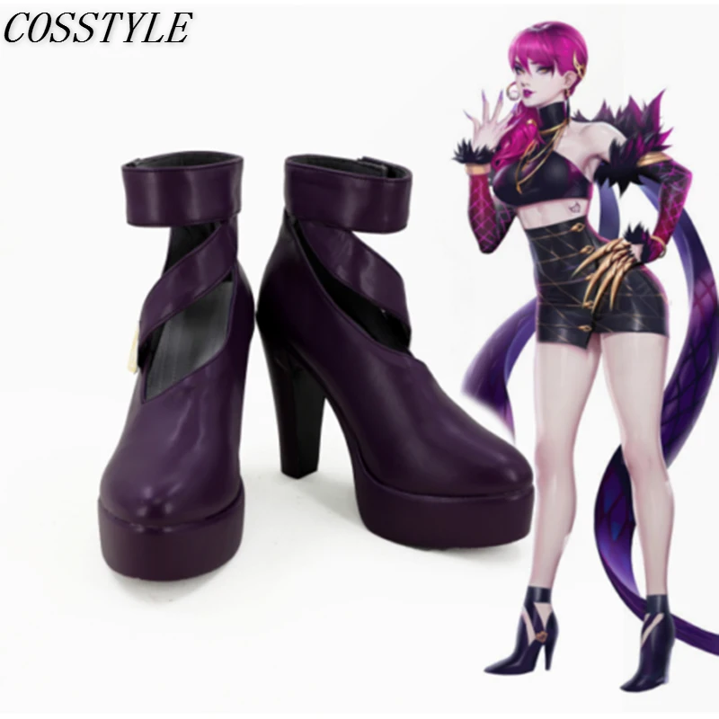 

KDA Evelynn Cosplay Shoes Game LOL Evelynn Cosplay High-Heeled Platform Shoes Purple Women LOL K/DA Cosplay Boots Custom Made