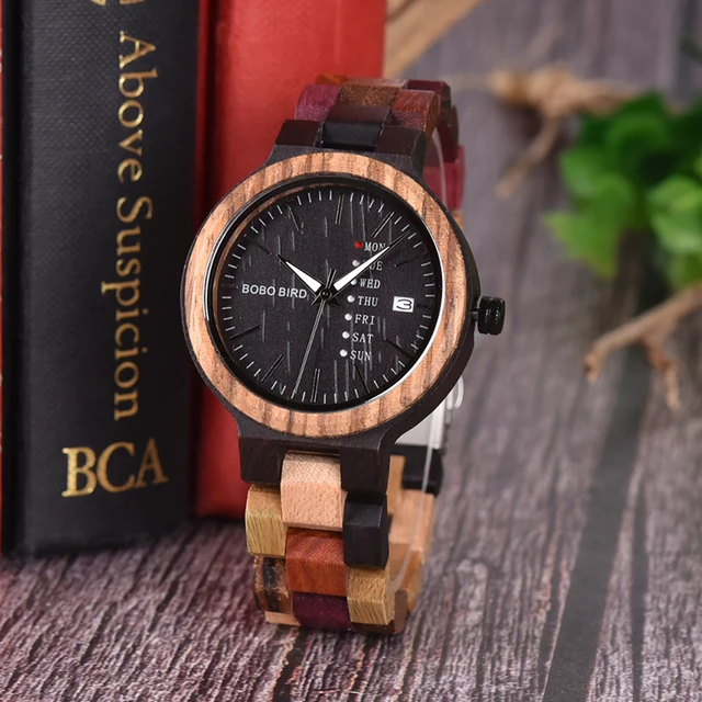 BOBO BIRD Bamboo Wooden Watches Women Show Date Wrist Watch Quartz Ladies in Gif BOBO BIRD Bamboo Wooden Watches Women Show Date Wrist Watch Quartz Ladies in Gif