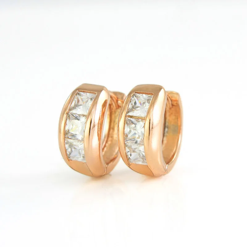 Серьги кольца женские маленькие золотистые с фианитами E1934|hoop earrings for women|fashion hoop