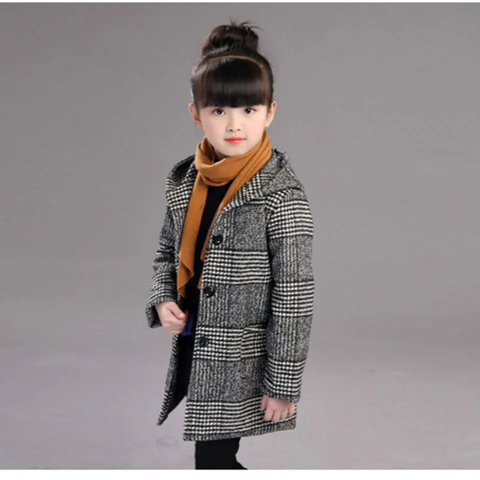 

For 3T -13 Yrs New Spring Autumn Children Coat Baby Girl Winter Clothes Kids Jacket Girls Outerwear Grey Coats Baby Clothes