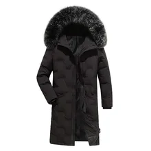 Зимнее пальто Мужская теплая хлопковая парка куртка длинная хлопковая одежда выше колена Толстая Теплая Повседневная куртка с капюшоном Брендовое пальто