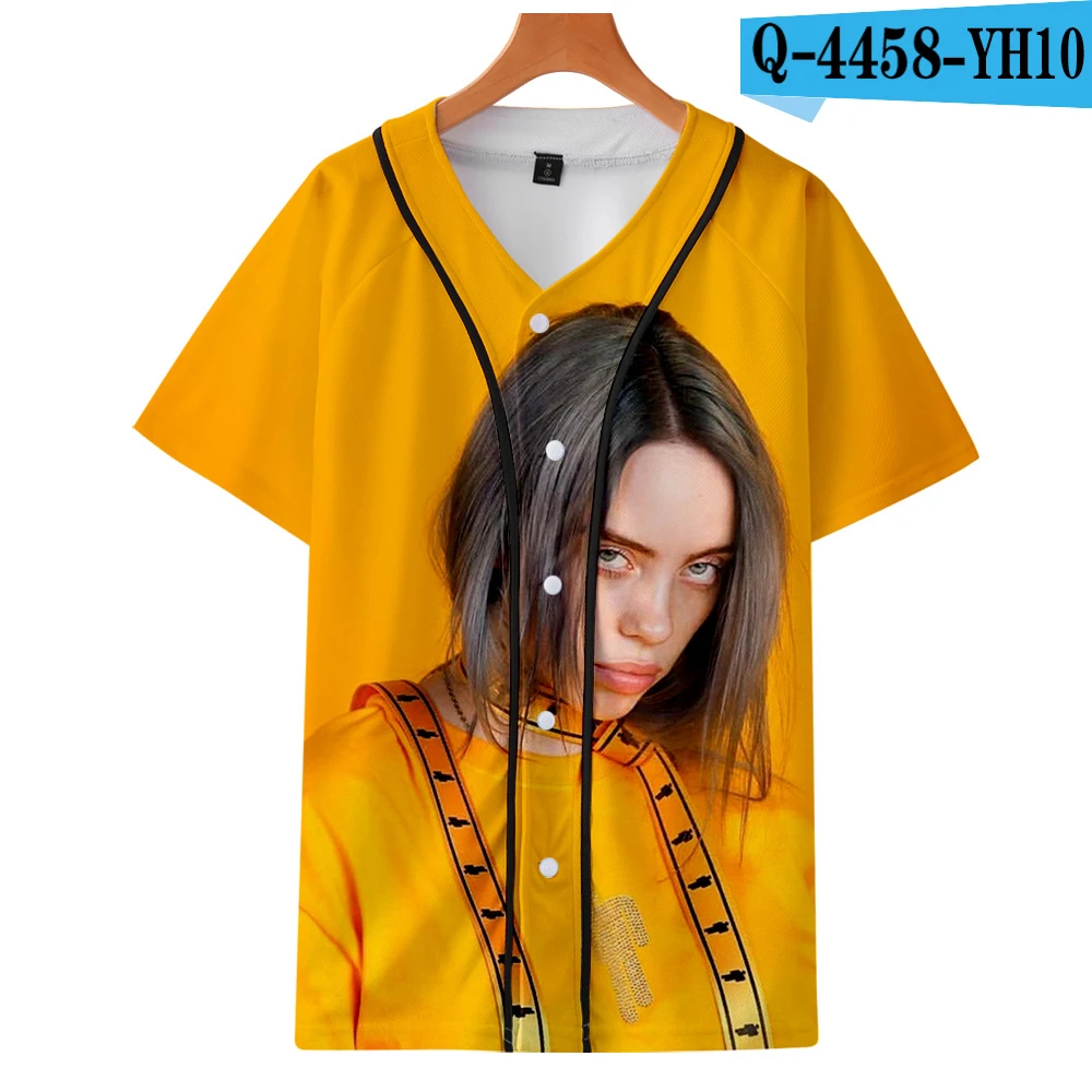 Billie Eilish, 3D принт, бейсбольные футболки для женщин/мужчин, модные летние футболки с коротким рукавом,, уличная одежда, футболки, топы - Цвет: 3D