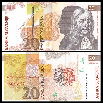 

Slovenia 20 Tolarjev, 1992, P-12, UNC, Banknotes, Uncirculated, Collection, Gift, Europe, Original Paper Notes