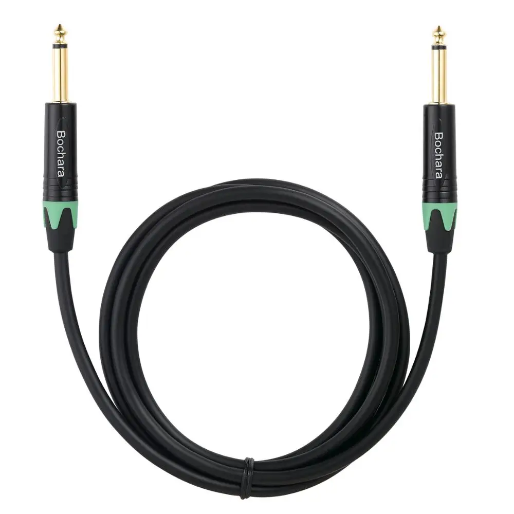 Bochara 1/4 ''jack 6 5 мм TS to кабель для гитары OFC аудио фольга и Плетеный экранированный