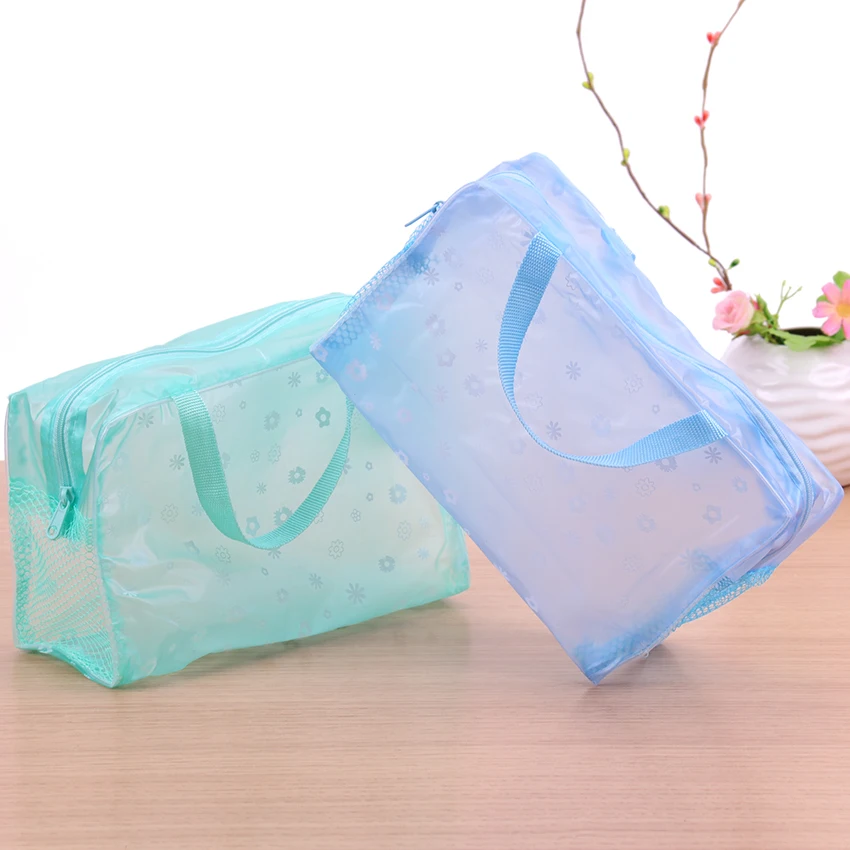 الأزياء حقيبة مستحضرات تجميل PVC الأزهار حقيبة مستحضرات تجميل شفافة غسل الزينة المكياج حقيبة الحقيبة السفر Necessarie المنظم حقيبة