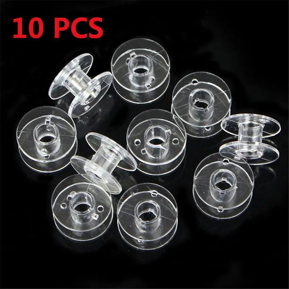 

10pcs Clear Bobbin Plastic Empty thread Spools Bobbins For Brother Janome Singer Sewing Machines