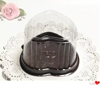 

100pcs Wedding Cupcake Box Heart Shaped Clear Transparent Cake Boxes With Base Inside Wedding Party Gift Food Packaging Boxes