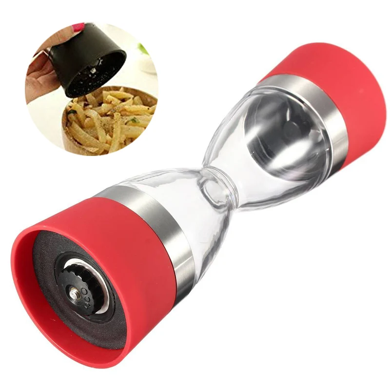 Kitchen 2 in 1 Salt Pepper Spice Grinder Acrylic Plastic Muller Mill Seasoning Grinding Tool