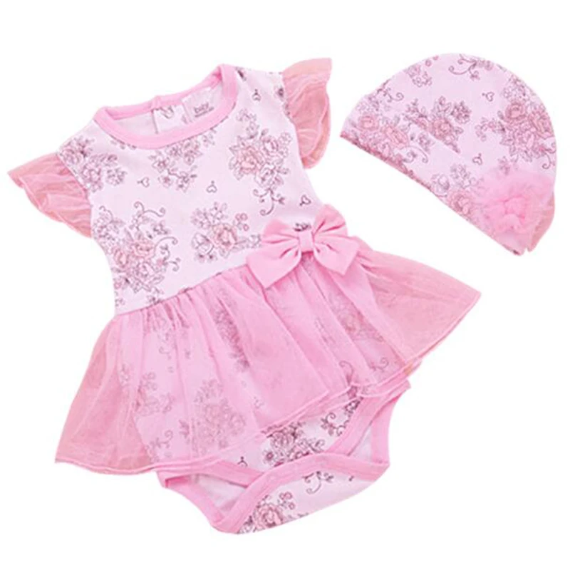 Summer Princess Newborn Baby Girl Bodysuits +Hat Infant Rose Floral
