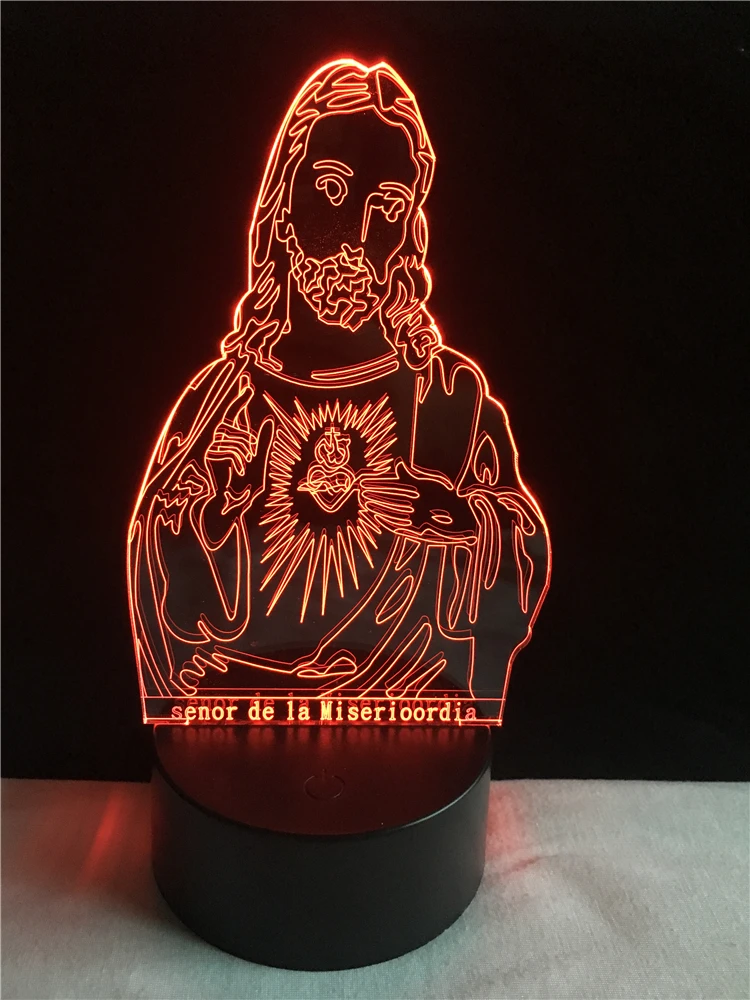 3D светодиодный настольный USB ночник светильник Jesus Christ Yeah 7 цветов сменная