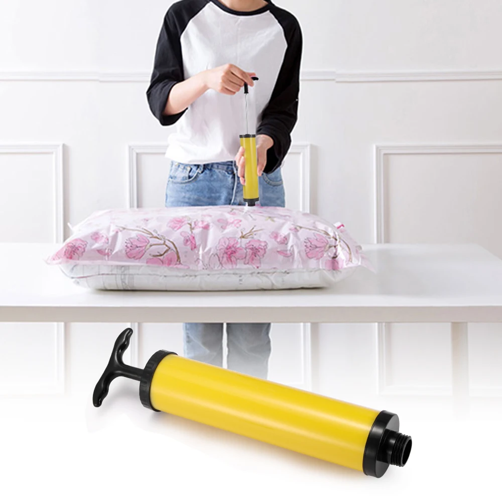 

1pc T-style hand held Yellow Manual Vacuum Air Pump Suction Seal Compressed For Vacuum Space-Saving Bag