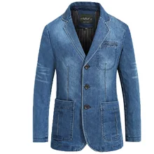 NIAN Jeep, мужской джинсовый Повседневный Блейзер, мужской Модный хлопковый винтажный пиджак, мужское синее пальто, джинсовая куртка, плюс размер, джинсовые блейзеры
