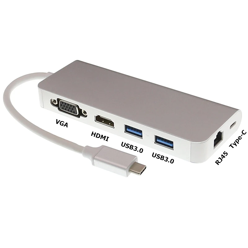 Адаптер Rankman Type C на HDMI 4K RJ45 Gigabit Lan Ethernet VGA USB 3 0 для MacBook Samsung s9 DEX Huawei P30|Кабели VGA| |
