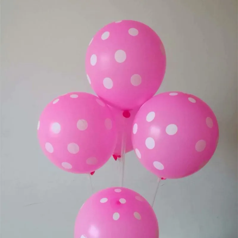 

50pcs/lot12 inch latex 2.8g round pink white dot ballon child birthday party decorations wedding balloon helium wave point balon