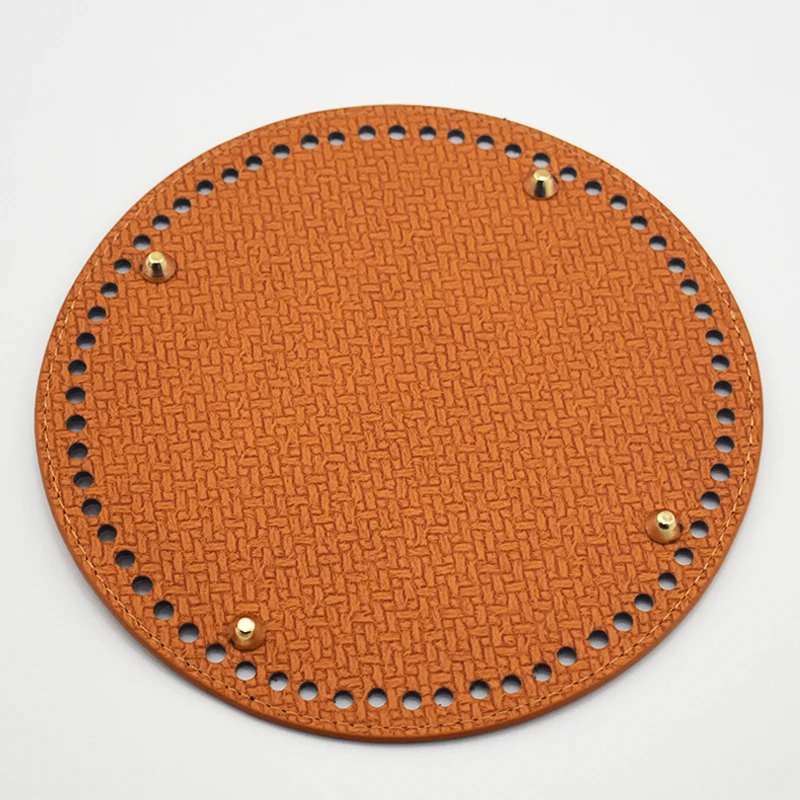 19cm Circle Bottom for Knitting Bag Bottom with Holes Braided PU Leather Accessories for Shoulder Bag Handmade DIY Part KZBT024