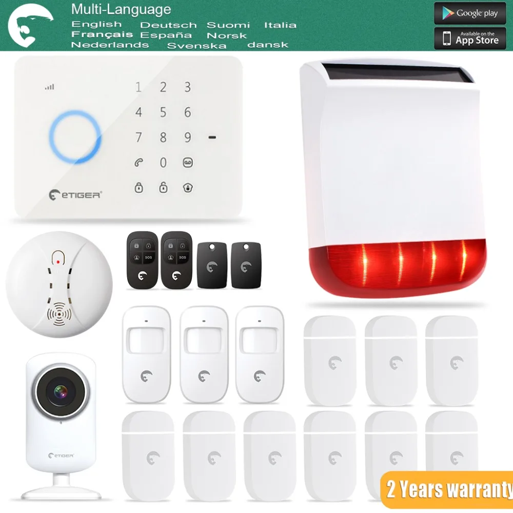 

Etiger Outdoor eTIGER GSM/PSTN Burglar Alarm System For Home Safe WiFi  Network Camera as same as Chuango G5