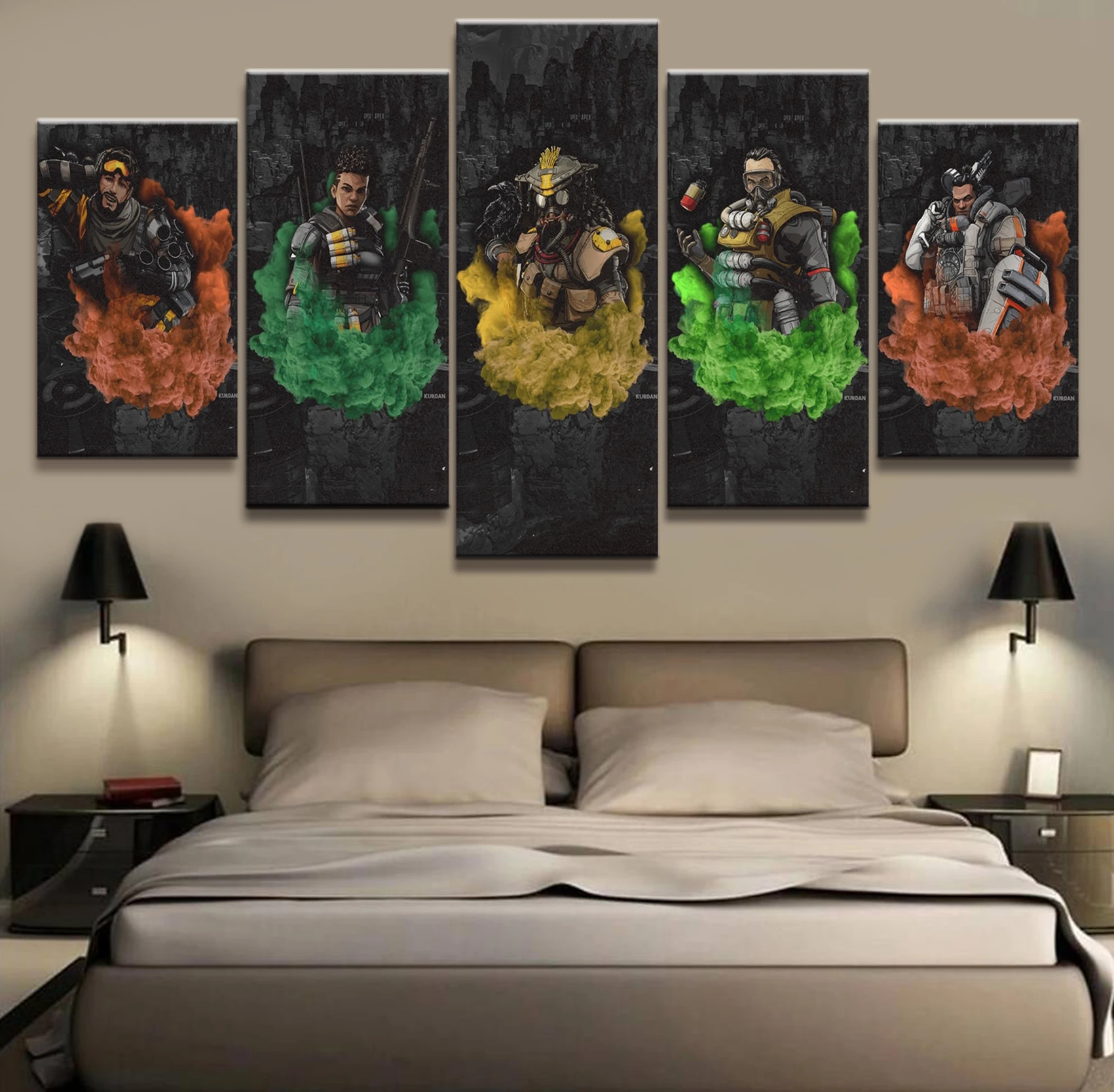 

5 Piece Cartoon Pictures Artwork Apex Legends Game Poster Paintings Canvas Art for Home Decor Wall Art
