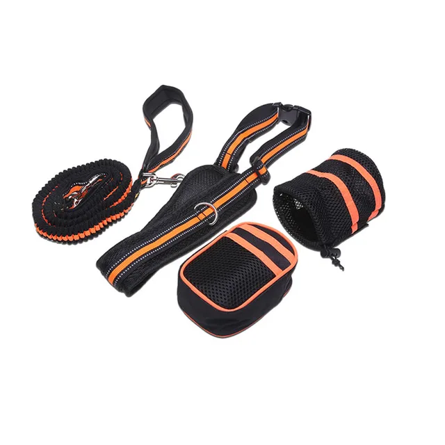 Elastic Belt Running Dog Leash Nylon Lead Sports Jogging Walking Pet Collar Rope Hand Free Waist Dogs Leash Set Dogs Accessories