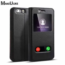 MAKEULIKE Genuine Leather Case For Huawei Honor 9 Window View Protective Cover Magnetic Coques For Huawei Honor 9 Flip Case