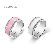 

925 Sterling Silver Ring Charms With PinkPink & White Color With Drops Of Oil Wedding Ring For Women Jewelry