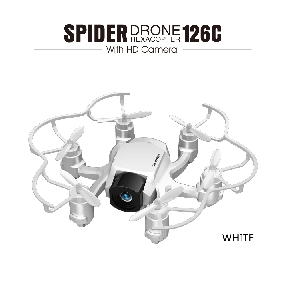 FQ777 126C Mini Spider Drone 4CH 6-Axis with 2MP HD Camera CF Mode One Key Return Function Mini RC Helicopter