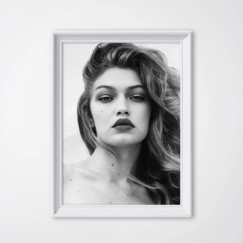 

Top Models Gigi Hadid Poster Art Print , Black and White Fashion Photo Canvas Painting Vogue Poster Model Print Fashion Decor