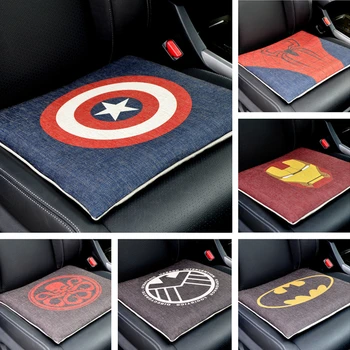 

marvel cartoon super hero car seat covers support four seasons auto cushion pad flax fabric memory foam car interior accessories