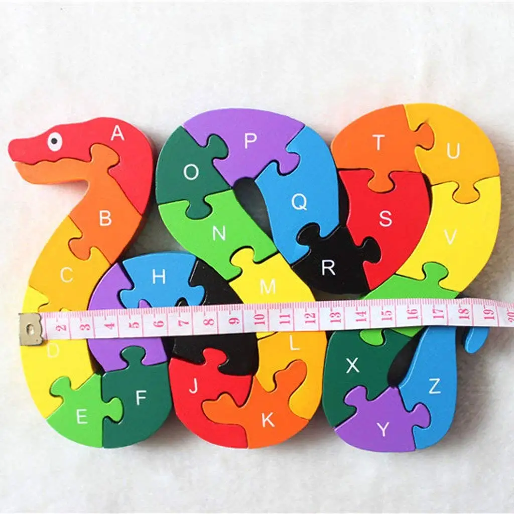 

Alphabet Puzzle 3D Wood Child Educational Games Animals Snake Toy Gift