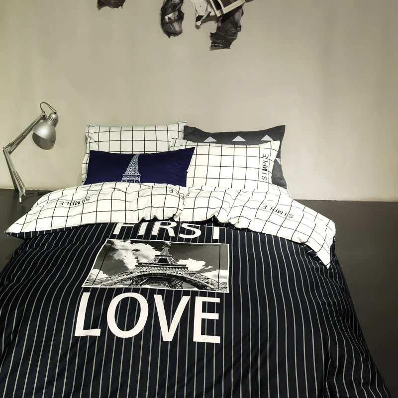 Golive Punk Rock Bedding Set 100 Cotton Queen Size 4PCS/Set Plaid