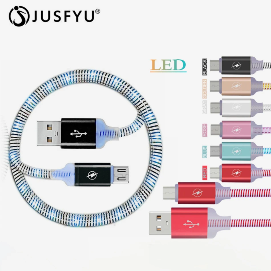 

LED Spiral Gradient Colorful Micro USB Cable Lighting Cable Fast Charge For iPhone Android Type-C USB Phone Charging Cable wire