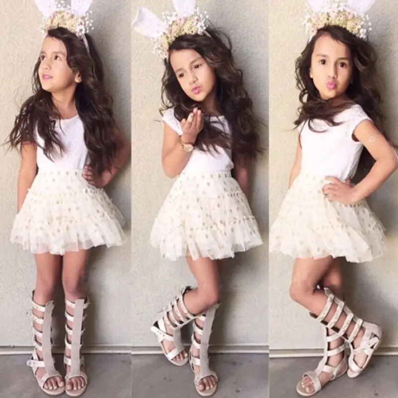 Baby Kid Girls One Piece font b Dresses b font Dots Gauze Sleeveless Party Tutu font