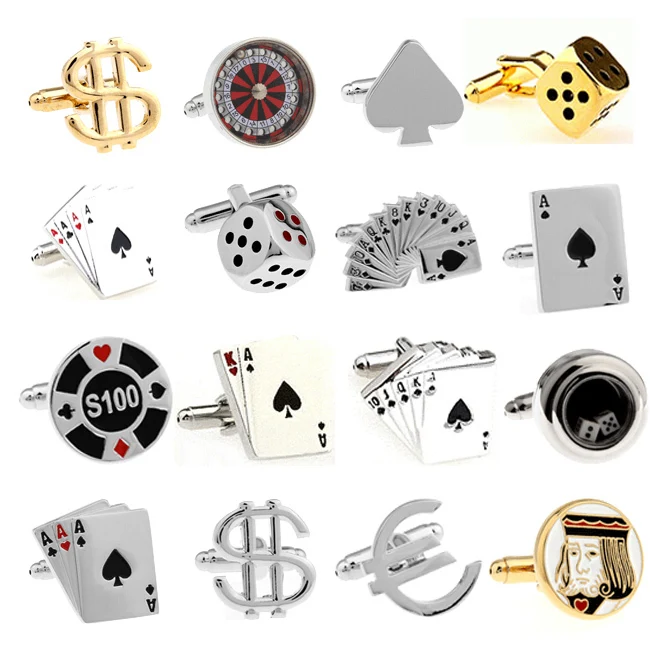 

Free Shipping Casino Cufflinks Novelty Gambling Design Poker Dice Design Copper Cuff Links Wholesale&retail