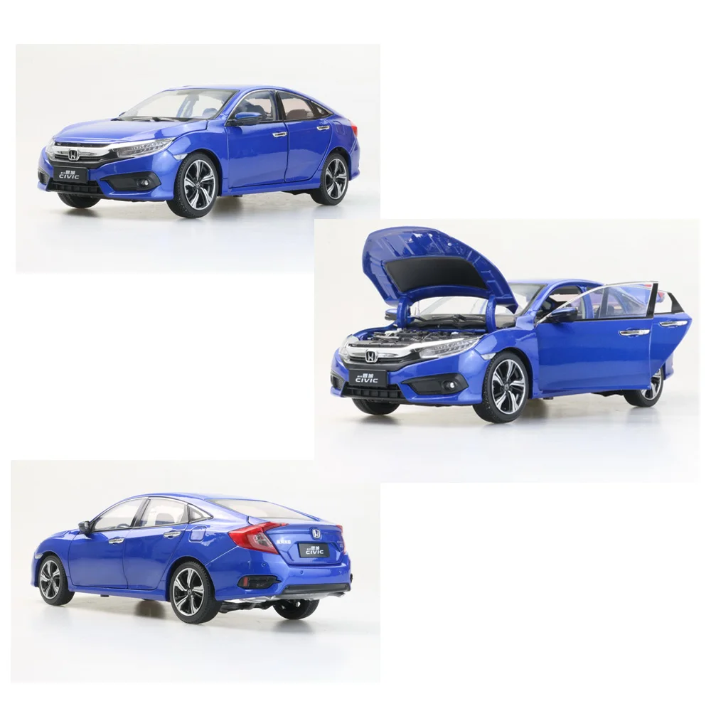 

Scale 1:18 Diecast Model for Honda Civic 2016 MK10 Blue Sedan Alloy Toy Car Miniature Collection for boy Gifts
